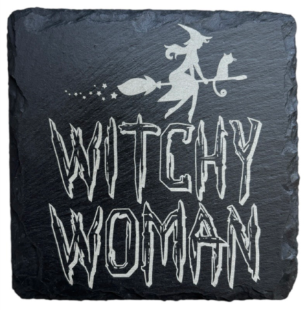 Schiefer Untersetzer 10 x 10 cm "Witchy Woman"